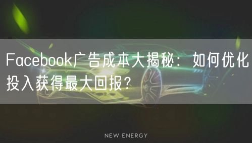 Facebook广告成本大揭秘：如何优化投入获得最大回报？