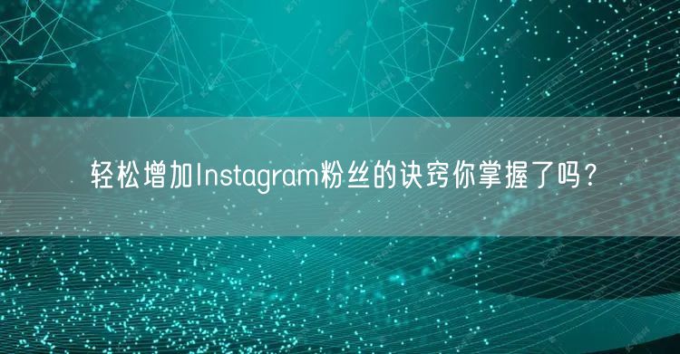 轻松增加Instagram粉丝的诀窍你掌握了吗?