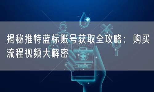 揭秘推特蓝标账号获取全攻略:购买流程视频大解密