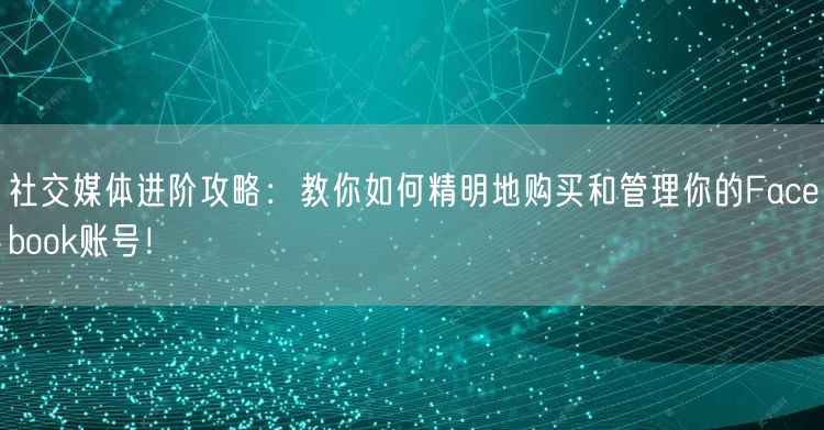 社交媒体进阶攻略:教你如何精明地购买和管理你的Facebook账号!