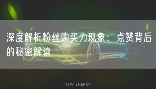 深度解析粉丝购买力现象：点赞背后的秘密解读