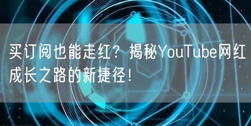买订阅也能走红？揭秘YouTube网红成长之路的新捷径！