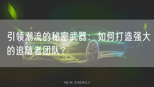 引领潮流的秘密武器:如何打造强大的追随者团队?