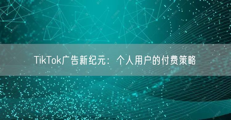 TikTok广告新纪元：个人用户的付费策略