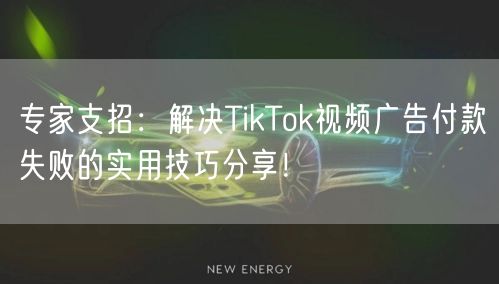 专家支招：解决TikTok视频广告付款失败的实用技巧分享！