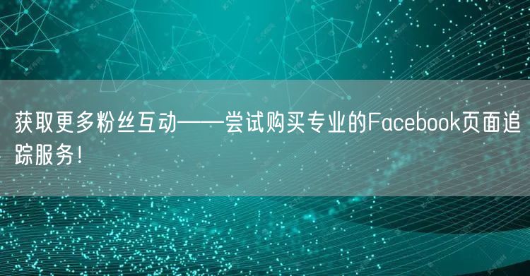 获取更多粉丝互动——尝试购买专业的Facebook页面追踪服务！