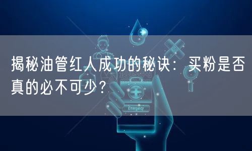 揭秘油管红人成功的秘诀：买粉是否真的必不可少？