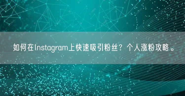 如何在Instagram上快速吸引粉丝？个人涨粉攻略。