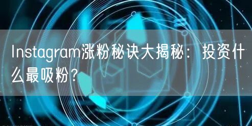 Instagram涨粉秘诀大揭秘:投资什么最吸粉?