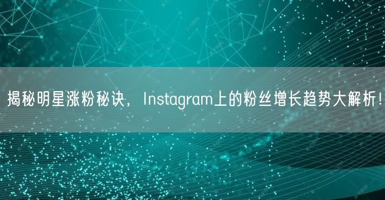 揭秘明星涨粉秘诀，Instagram上的粉丝增长趋势大解析！
