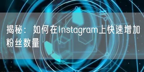 揭秘：如何在Instagram上快速增加粉丝数量