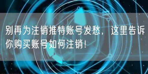别再为注销推特账号发愁,这里告诉你购买账号如何注销!