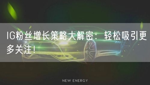 IG粉丝增长策略大解密:轻松吸引更多关注!